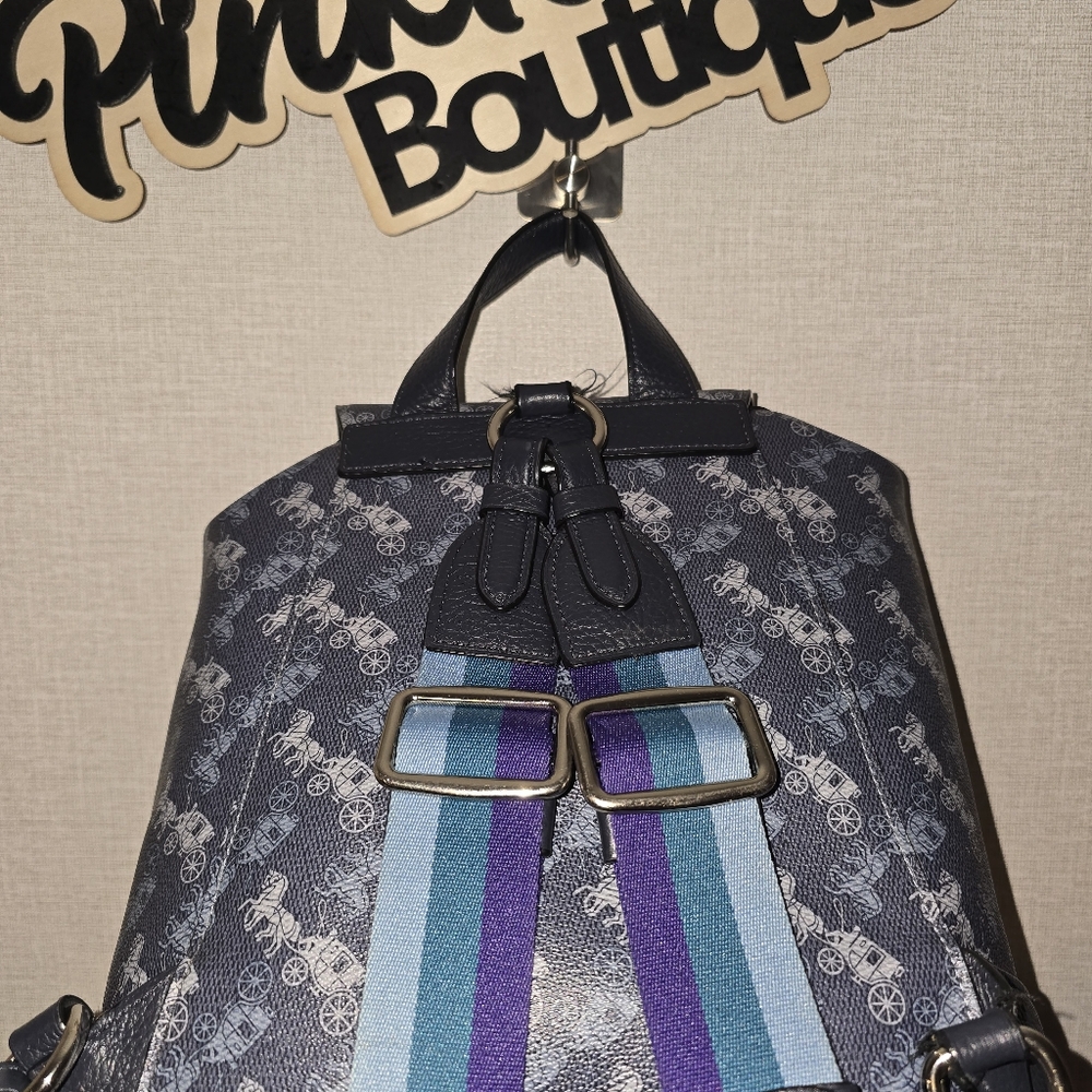 Euc Coach Jes backpack in refined pebble leather and coated canvas - Picture 3 of 5